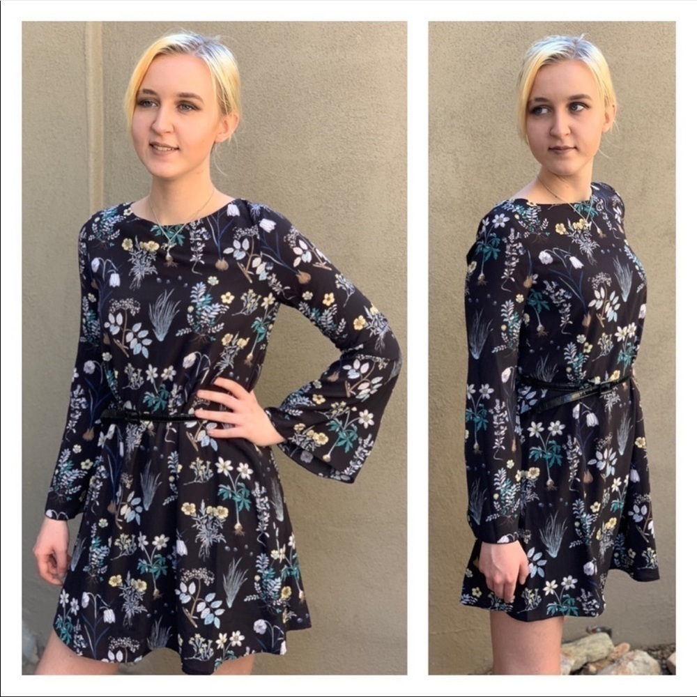 BLACK Floral Dress Small And Medium